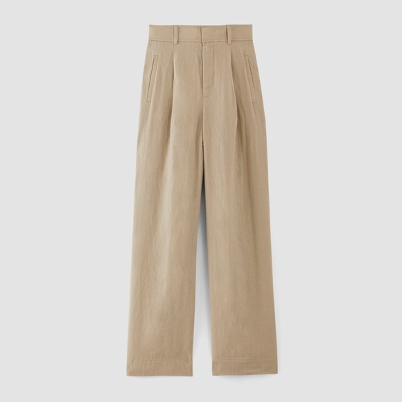 Everlane Women's Linen Way-High® Drape Pant in Khaki, Size 0, Denim/Linen - Picture 1 of 3